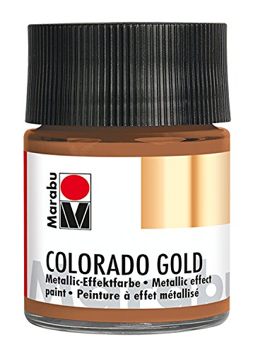 Marabu 12640005794 - Metallic Effektfarbe, Colorado Gold antik kupfer 50 ml, auf Wasserbasis, lichtecht, wetterfest, schnell trocknend, zum Pinseln und Tupfen auf saugenden Untergründen von Marabu