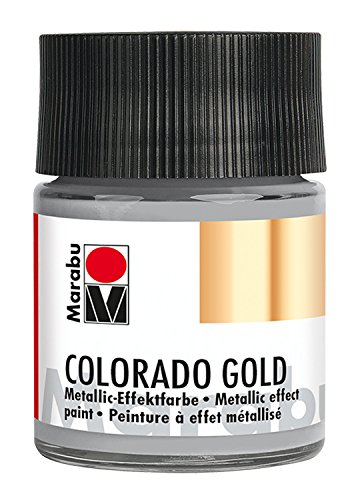Marabu 12640005795 - Metallic Effektfarbe, Colorado Gold palladium 50 ml, auf Wasserbasis, lichtecht, wetterfest, schnell trocknend, zum Pinseln und Tupfen auf saugenden Untergründen von Marabu