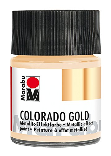 Marabu 12640005798 - Metallic Effektfarbe, Colorado Gold weißgold 50 ml, auf Wasserbasis, lichtecht, wetterfest, schnell trocknend, zum Pinseln und Tupfen auf saugenden Untergründen von Marabu