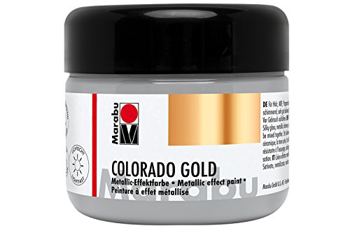Marabu 12640025795 - Metallic Effektfarbe, Colorado Gold palladium 225 ml, auf Wasserbasis, lichtecht, wetterfest, schnell trocknend, zum Pinseln und Tupfen auf saugenden Untergründen von Marabu