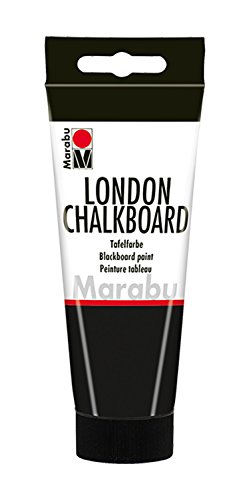Marabu 12680050875 - Tafelfarbe, London Chalkboard Tafel schwarz 100 ml, Wasserbasis, speichelecht, sehr gut deckend, schnell trocknend, nach Trocknen m. Kreide beschreibbar und mit Wasser abwischbar von Marabu