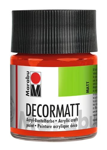 Marabu 14010005030 - Decormatt Acryl Zinnoberrot hell 030, 50 ml, samtmatte Acrylfarbe auf Wasserbasis, cremig und farbintensiv, speichelfest, wetterfest, zum freien Malen und Schablonieren Marabu 14010005030 - Decormatt Acryl Zinnoberrot hell 030, 50 ml, samtmatte Acrylfarbe auf Wasserbasis, cremig und farbintensiv, speichelfest, wetterfest, zum freien Malen und Schablonieren von Marabu