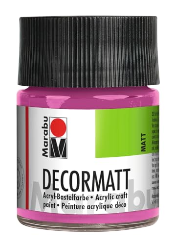 Marabu 14010005033 - Decormatt Acryl Pink 033, 50 ml, samtmatte Acrylfarbe auf Wasserbasis, cremig und farbintensiv, speichelfest, wetterfest, zum freien Malen und Schablonieren von Marabu