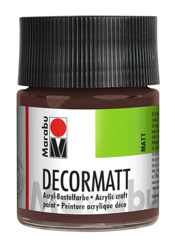 Marabu 14010005040 - Decormatt Acryl Mittelbraun 040, 50 ml, samtmatte Acrylfarbe auf Wasserbasis, cremig und farbintensiv, speichelfest, wetterfest, zum freien Malen und Schablonieren von Marabu