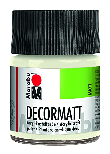 Marabu 14010005070 - Decormatt Acryl Weiß 070, 50 ml, samtmatte Acrylfarbe auf Wasserbasis, cremig und farbintensiv, speichelfest, wetterfest, zum freien Malen und Schablonieren von Marabu