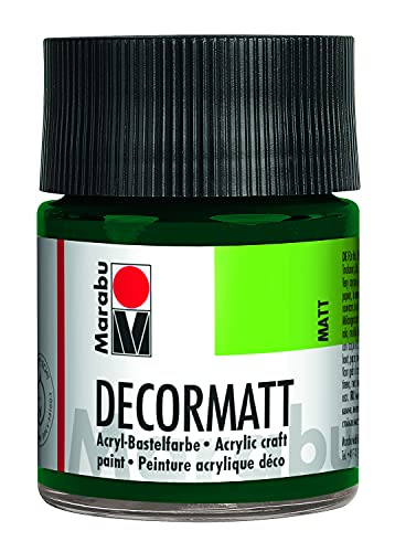 Marabu 14010005075 - Decormatt Acryl Tannengrün 075, 50 ml, samtmatte Acrylfarbe auf Wasserbasis, cremig und farbintensiv, speichelfest, wetterfest, zum freien Malen und Schablonieren von Marabu