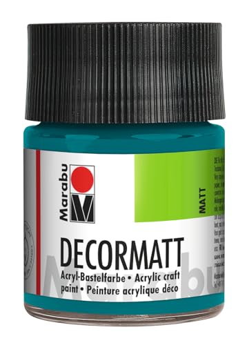 Marabu 14010005290 - Decormatt Acryl Türkis 290, 50 ml, samtmatte Acrylfarbe auf Wasserbasis, cremig und farbintensiv, speichelfest, wetterfest, zum freien Malen und Schablonieren von Marabu