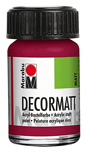 Marabu 14010039004 - Decormatt Acryl Granatrot 004, 15 ml, samtmatte Acrylfarbe auf Wasserbasis, cremig und farbintensiv, speichelfest, wetterfest, zum freien Malen und Schablonieren Marabu 14010039004 - Decormatt Acryl Granatrot 004, 15 ml, samtmatte Acrylfarbe auf Wasserbasis, cremig und farbintensiv, speichelfest, wetterfest, zum freien Malen und Schablonieren von Marabu