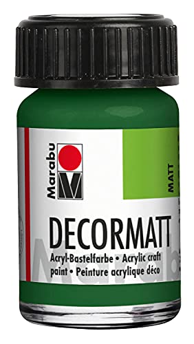 Marabu 14010039065 - Decormatt Acryl Olivgrün 065, 15 ml, samtmatte Acrylfarbe auf Wasserbasis, cremig und farbintensiv, speichelfest, wetterfest, zum freien Malen und Schablonieren von Marabu