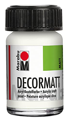 Marabu 14010039070 - Decormatt Acryl Weiß 070, 15 ml, samtmatte Acrylfarbe auf Wasserbasis, cremig und farbintensiv, speichelfest, wetterfest, zum freien Malen und Schablonieren Marabu 14010039070 - Decormatt Acryl Weiß 070, 15 ml, samtmatte Acrylfarbe auf Wasserbasis, cremig und farbintensiv, speichelfest, wetterfest, zum freien Malen und Schablonieren von Marabu