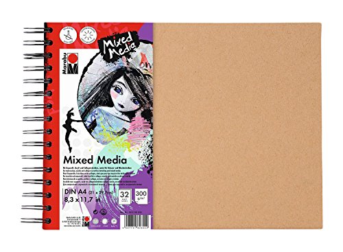 Marabu 1612000000202 - Ringbuch Mixed Media, 300 g/qm, 32 Blatt, DIN A4, weiß, Papier fein gekörnt, säurefrei, lichtbeständig, für Techniken mit hohem Farbanteil, hochwertige Ringbindung Marabu 1612000000202 - Ringbuch Mixed Media, 300 g/qm, 32 Blatt, DIN A4, weiß, Papier fein gekörnt, säurefrei, lichtbeständig, für Techniken mit hohem Farbanteil, hochwertige Ringbindung von Marabu
