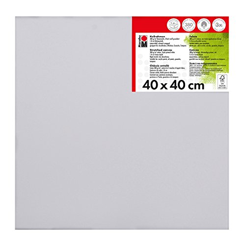 Marabu 1616000000400 - Keilrahmen, ca. 40 x 40 cm, Rahmentiefe ca. 1,8 cm, weiß, mit 380 g/qm Baumwolle bespannt, 3 fach grundiert, leicht saugend, für Acryl-, Öl-, Gouache- und Temperafarben Marabu 1616000000400 - Keilrahmen, ca. 40 x 40 cm, Rahmentiefe ca. 1,8 cm, weiß, mit 380 g/qm Baumwolle bespannt, 3 fach grundiert, leicht saugend, für Acryl-, Öl-, Gouache- und Temperafarben von Marabu