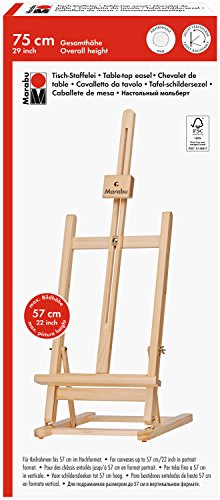 Marabu 1625000000104 - Tisch Staffelei, Holzstaffelei mit Bildhalter oben und unten, zum Aufstellen von Keilrahmen, Fotos und Karten, aus Buchenholz, maximale Bildhöhe 57 cm, Gesamthöhe ca. 75 cm von Marabu