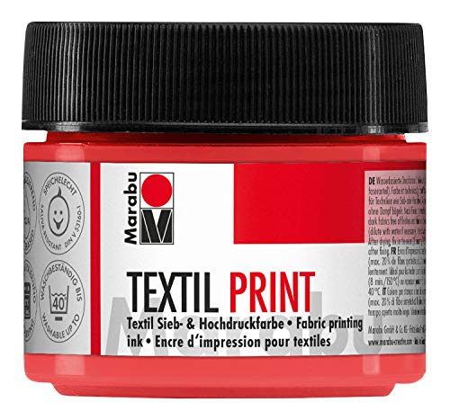 Marabu 17030050913 - Textil Print pyrrolrot 100 ml, Sieb- und Hochdruckfarbe auf Wasserbasis, geruchsneutral und lichtecht, lange Offenzeit, für helle und dunkle Textilien von Marabu