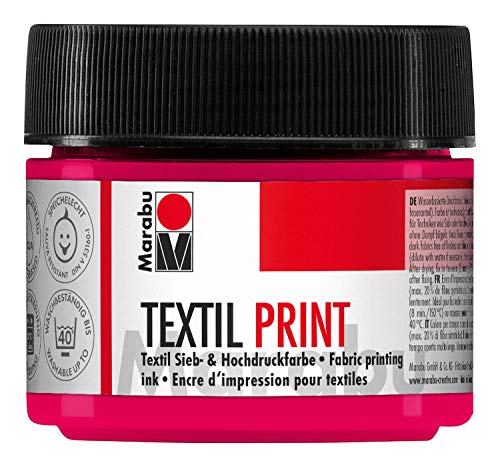 Marabu 17030050914 - Textil Print primärmagenta 100 ml, Sieb- und Hochdruckfarbe auf Wasserbasis, geruchsneutral und lichtecht, lange Offenzeit, für helle und dunkle Textilien von Marabu