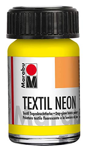 Marabu 17110039321 - Textil Neon gelb 15 ml, fluoreszierende, intensive Tageslichtfarbe, Wasserbasis, geruchsneutral, speichelecht, weicher Griff, leuchtet im Schwarzlicht, für helle Textilien Marabu 17110039321 - Textil Neon gelb 15 ml, fluoreszierende, intensive Tageslichtfarbe, Wasserbasis, geruchsneutral, speichelecht, weicher Griff, leuchtet im Schwarzlicht, für helle Textilien von Marabu