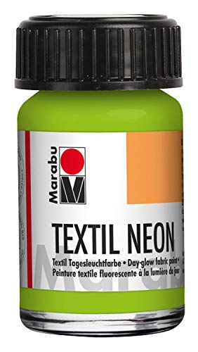 Marabu 17110039365 - Textil Neon grün 15 ml, fluoreszierende, intensive Tageslichtfarbe, Wasserbasis, geruchsneutral, speichelecht, weicher Griff, leuchtet im Schwarzlicht, für helle Textilien Marabu 17110039365 - Textil Neon grün 15 ml, fluoreszierende, intensive Tageslichtfarbe, Wasserbasis, geruchsneutral, speichelecht, weicher Griff, leuchtet im Schwarzlicht, für helle Textilien von Marabu