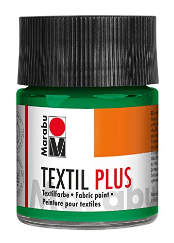 Marabu 17150005015 - Textil Plus französisch grün 50 ml, volldeckende Stoffmalfarbe für dunkle Stoffe, geeignet für Stoffmalerei und Stoffdruck, nach Fixierung waschbeständig bis 40 °C von Marabu