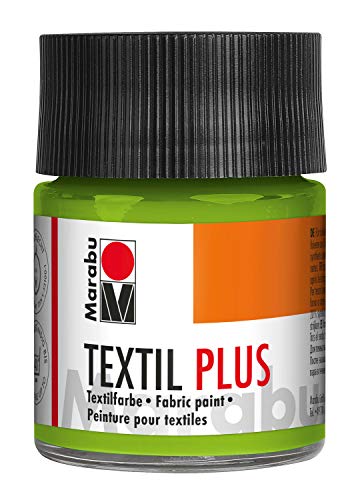 Marabu 17150005061 - Textil Plus reseda 50 ml, volldeckende Stoffmalfarbe für dunkle Stoffe, geeignet für Stoffmalerei und Stoffdruck, nach Fixierung waschbeständig bis 40 °C von Marabu