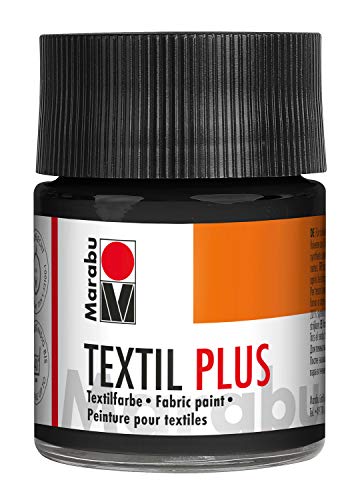 Marabu 17150005073 - Textil Plus schwarz 50 ml, volldeckende Stoffmalfarbe für dunkle Stoffe, geeignet für Stoffmalerei und Stoffdruck, nach Fixierung waschbeständig bis 40 °C von Marabu