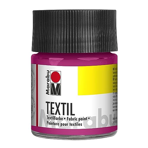 Marabu 17160005014 - Textil Stoffmalfarbe für helle Stoffe, Magenta 50 ml, Druckfarbe auf Wasserbasis, waschbeständig bis 60°C, Fixierung durch Bügeln o. Backofen Marabu 17160005014 - Textil Stoffmalfarbe für helle Stoffe, Magenta 50 ml, Druckfarbe auf Wasserbasis, waschbeständig bis 60°C, Fixierung durch Bügeln o. Backofen von Marabu