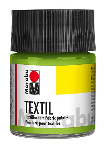 Marabu 17160005061 - Textil Stoffmalfarbe reseda 50 ml, Stoffdruckfarbe auf Wasserbasis, für helle Stoffe, waschbeständig bis 60°C, weicher Griff, einfache Fixierung durch Bügeln o. Backofen von Marabu