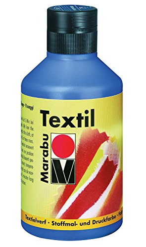 Marabu 17160013052 - Textil Stoffmalfarbe für helle Stoffe, Mittelblau 250 ml, Druckfarbe auf Wasserbasis, waschbeständig bis 60°C, Fixierung durch Bügeln o. Backofen Marabu 17160013052 - Textil Stoffmalfarbe für helle Stoffe, Mittelblau 250 ml, Druckfarbe auf Wasserbasis, waschbeständig bis 60°C, Fixierung durch Bügeln o. Backofen von Marabu