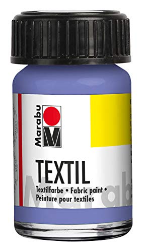 Marabu 17160039035 - Textil Stoffmalfarbe für helle Stoffe, Flieder 15 ml, Druckfarbe auf Wasserbasis, waschbeständig bis 60°C, Fixierung durch Bügeln o. Backofen von Marabu