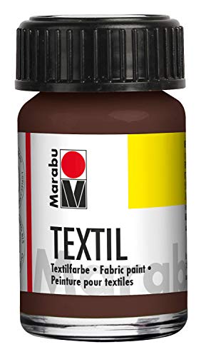 Marabu 17160039045 - Textil Stoffmalfarbe für helle Stoffe, Dunkelbraun 15 ml, Druckfarbe auf Wasserbasis, waschbeständig bis 60°C, Fixierung durch Bügeln o. Backofen Marabu 17160039045 - Textil Stoffmalfarbe für helle Stoffe, Dunkelbraun 15 ml, Druckfarbe auf Wasserbasis, waschbeständig bis 60°C, Fixierung durch Bügeln o. Backofen von Marabu