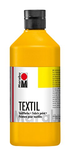 Marabu 17160075021 - Textil Stoffmalfarbe für helle Stoffe, Mittelgelb 500 ml, Druckfarbe auf Wasserbasis, waschbeständig bis 60°C, Fixierung durch Bügeln o. Backofen von Marabu