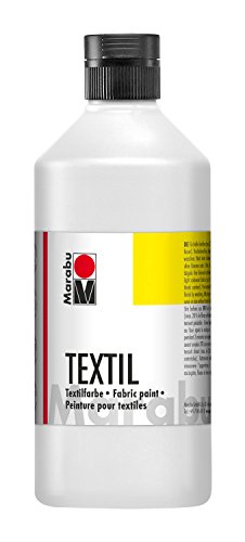 Marabu 17160075070 - Textil Stoffmalfarbe für helle Stoffe, Weiß 500 ml, Druckfarbe auf Wasserbasis, waschbeständig bis 60°C, Fixierung durch Bügeln o. Backofen von Marabu