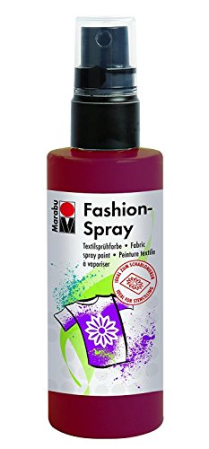 Marabu 17190050034 - Fashion Spray bordeaux 100 ml, Textilsprühfarbe, m. Pumpzerstäuber, für helle Textilien, weicher Griff, einfache Fixierung, waschbeständig bis 40°C, tolle Effekte auf Stoff von Marabu