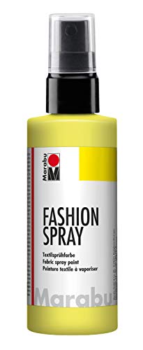 Marabu 17190050020 - Fashion Spray zitron 100 ml, Textilsprühfarbe, m. Pumpzerstäuber, für helle Textilien, weicher Griff, einfache Fixierung, waschbeständig bis 40°C, tolle Effekte auf Stoff von Marabu