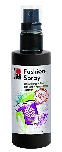 Marabu 17190050073 - Fashion Spray schwarz 100 ml, Textilsprühfarbe, m. Pumpzerstäuber, für helle Textilien, weicher Griff, einfache Fixierung, waschbeständig bis 40°C, tolle Effekte auf Stoff von Marabu