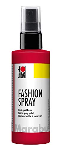 Marabu 17190050232 - Fashion Spray rot 100 ml, Textilsprühfarbe, m. Pumpzerstäuber, für helle Textilien, weicher Griff, einfache Fixierung, waschbeständig bis 40°C, tolle Effekte auf Stoff von Marabu