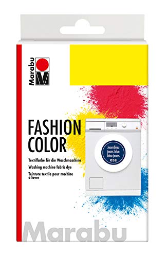 Marabu 17400023058 - Fashion Color jeansblau, Textilfarbe zum Färben in der Waschmaschine, kochecht, für Baumwolle, Leinen und Mischgewebe, 30 g Farbstoff und 60 g Reaktionsmittel von Marabu