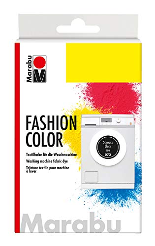 Marabu 17400023073 - Fashion Color schwarz, Textilfarbe zum Färben in der Waschmaschine, kochecht, für Baumwolle, Leinen und Mischgewebe, 30 g Farbstoff und 60 g Reaktionsmittel von Marabu