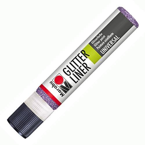 Marabu 18030009507 - Glitter Liner lavendel, Glitzer - Effektfarbe auf Wasserbasis für bezaubernde Glitzereffekte auf Stoff, Holz, Metall speichelecht, einfache Fixierung von Marabu