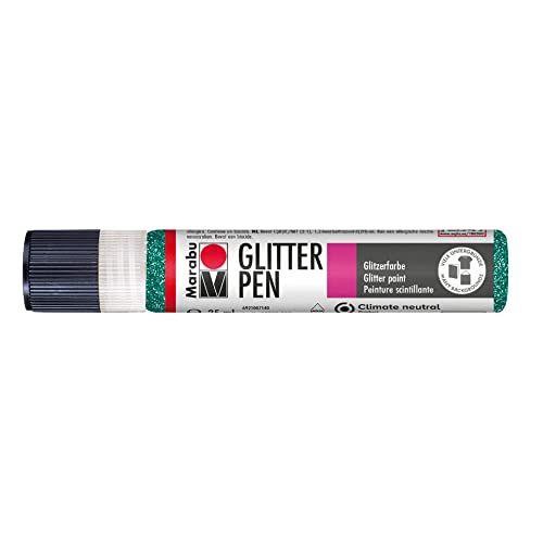 Marabu 18030009592 - Glitter Liner petrol, Glitzer - Effektfarbe auf Wasserbasis für bezaubernde Glitzereffekte auf Stoff, Holz, Metall speichelecht, einfache Fixierung von Marabu