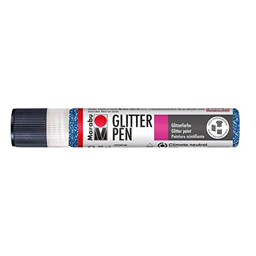 Marabu 18030009594 - Glitter Liner saphir, Glitzer - Effektfarbe auf Wasserbasis für bezaubernde Glitzereffekte auf Stoff, Holz, Metall speichelecht, einfache Fixierung von Marabu