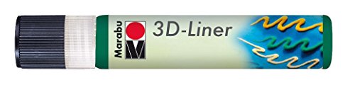 Marabu 18030009667 - 3D Liner saftgrün, 25 ml universelle Effektfarbe auf Wasserbasis, für samtartige Pluster- und Reliefeffekte auf Stoff, Holz, Metall speichelecht, einfache Fixierung von Marabu