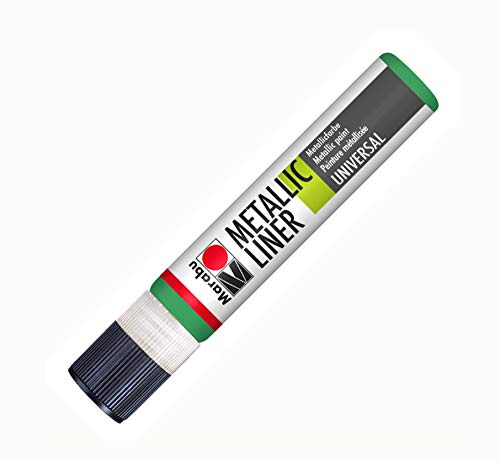 Marabu 18030009762 - Metallic Liner hellgrün, Effektfarbe auf Wasserbasis, für schimmernde Metalliceffekte auf Stoff, Holz, Metall speichelecht, einfache Fixierung von Marabu