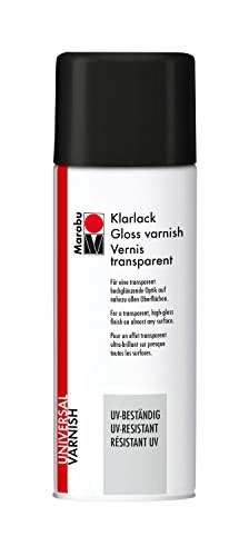 Marabu 23111018857 - Klarlack, UV - beständiges Lackspray für hochglänzende Optik, für nahezu alle Oberflächen, styroporfest, lichtecht, schnell trocknend, wetterfest, 400 ml, transparent von Marabu