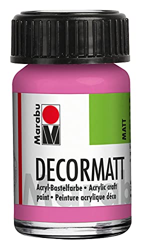 Marabu 14010039033 - Decormatt Acryl Pink 033, 15 ml, samtmatte Acrylfarbe auf Wasserbasis, cremig und farbintensiv, speichelfest, wetterfest, zum freien Malen und Schablonieren von Marabu