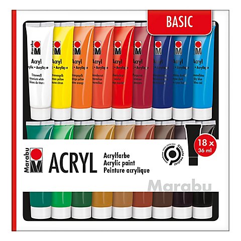 Marabu Acrylfarben, 18x 36 ml Marabu Acrylfarben, 18x 36 ml von Marabu