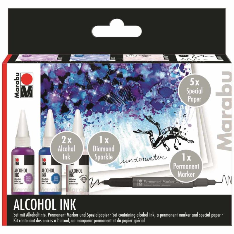 Alcohol Ink Set Underwater von Marabu