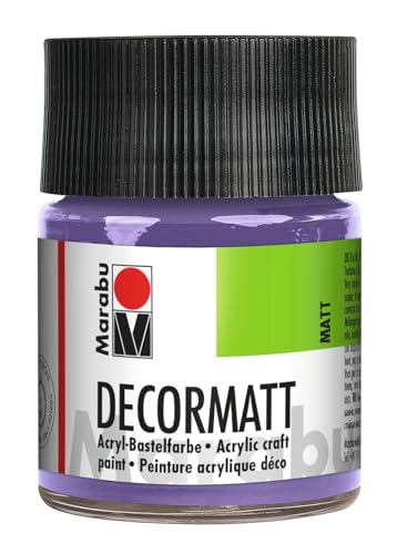 Marabu 14010005007 - Decormatt Acryl Lavendel 007, 50 ml, samtmatte Acrylfarbe auf Wasserbasis, cremig und farbintensiv, speichelfest, wetterfest, zum freien Malen und Schablonieren von Marabu
