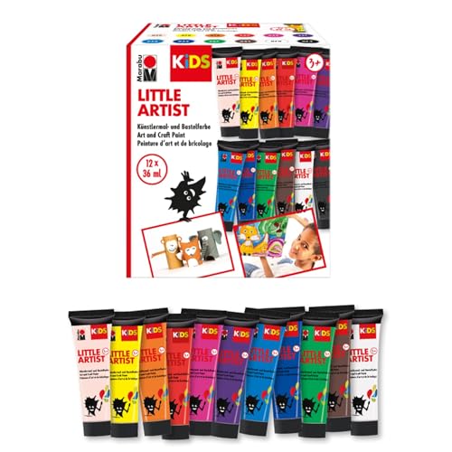 Marabu KiDS Little Artist, 12 x 36 ml Künstlermal- und Bastelfarbe für Kinder ab 3 Jahren, Kindermalfarbe auf Wasserbasis, auswaschbar, vegan, glutenfrei, Made in Germany, 0305000000102 Marabu KiDS Little Artist, 12 x 36 ml Künstlermal- und Bastelfarbe für Kinder ab 3 Jahren, Kindermalfarbe auf Wasserbasis, auswaschbar, vegan, glutenfrei, Made in Germany, 0305000000102 von Marabu