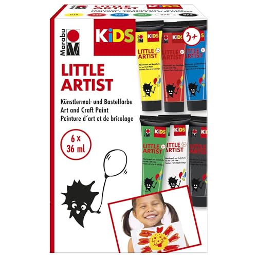 Marabu KiDS Little Artist, 6 x 36 ml Künstlermal- und Bastelfarbe für Kinder ab 3 Jahren, Kindermalfarbe auf Wasserbasis, auswaschbar, vegan, glutenfrei, Made in Germany, 0305000000101 Marabu KiDS Little Artist, 6 x 36 ml Künstlermal- und Bastelfarbe für Kinder ab 3 Jahren, Kindermalfarbe auf Wasserbasis, auswaschbar, vegan, glutenfrei, Made in Germany, 0305000000101 von Marabu