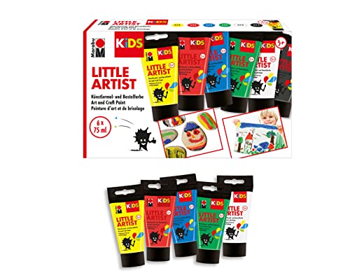 Marabu KiDS Little Artist, 6 x 75 ml Künstlermal- und Bastelfarbe für Kinder ab 3 Jahren, Kindermalfarbe auf Wasserbasis, auswaschbar, vegan, glutenfrei, Made in Germany, 0305000000001 Marabu KiDS Little Artist, 6 x 75 ml Künstlermal- und Bastelfarbe für Kinder ab 3 Jahren, Kindermalfarbe auf Wasserbasis, auswaschbar, vegan, glutenfrei, Made in Germany, 0305000000001 von Marabu